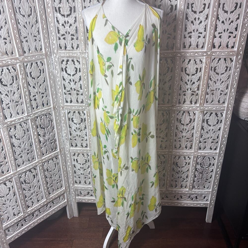 Pool To Party Womens Printed Sleeveless Swim Cover Up Lemons Design Boho Size OS